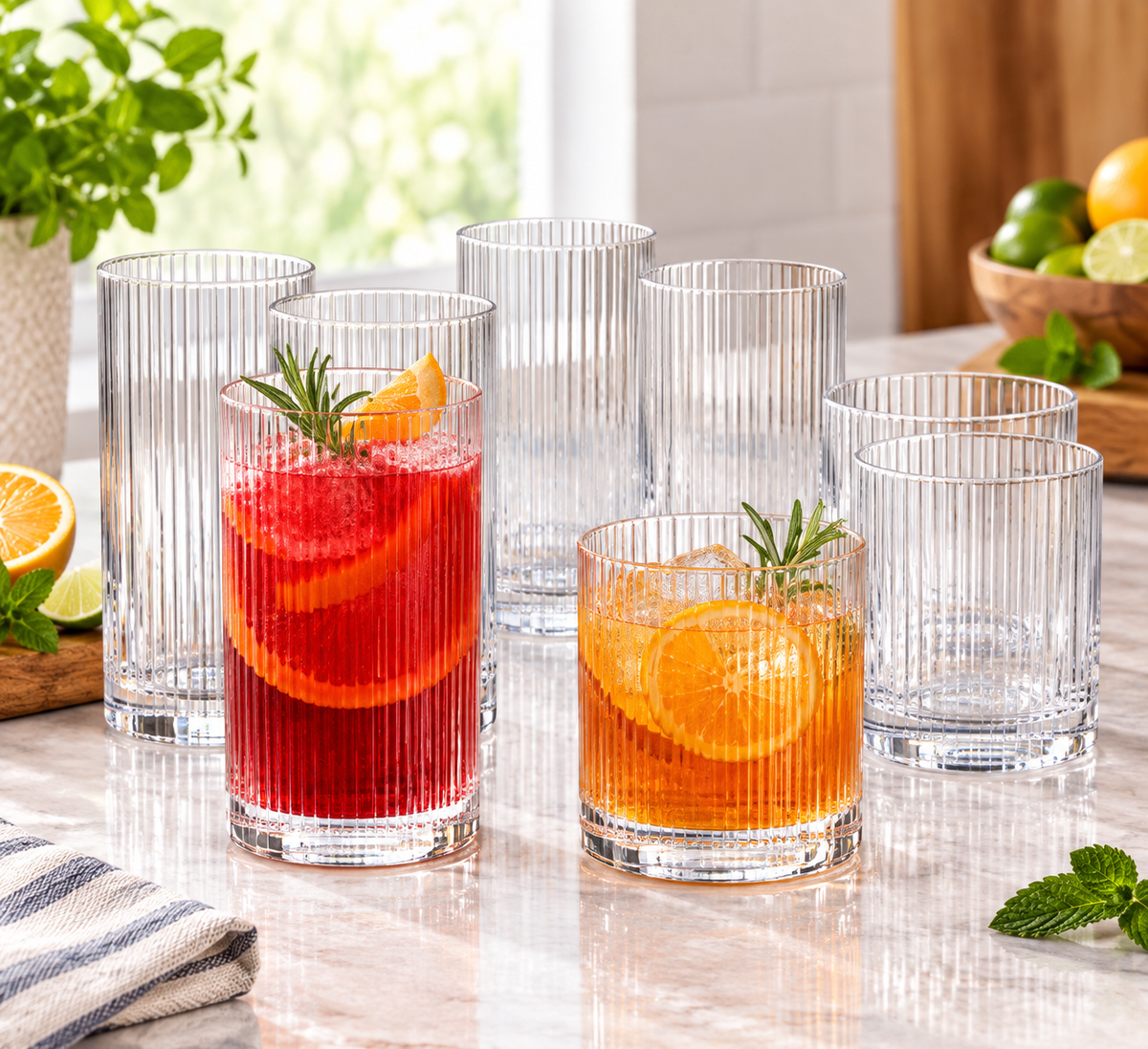 LUNA &amp; MANTHA Ribbed Glassware Set Review: Elegant Vintage Design for Modern Tables