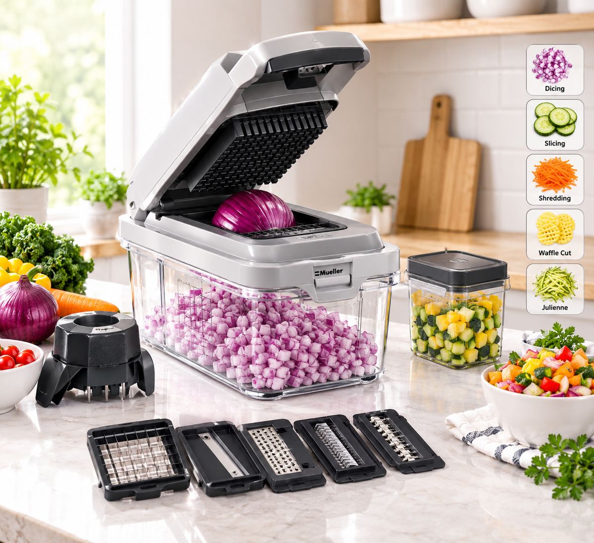 Mueller Pro-Series 12 Blade Vegetable Chopper Review: Fast &amp; Easy Meal Prep