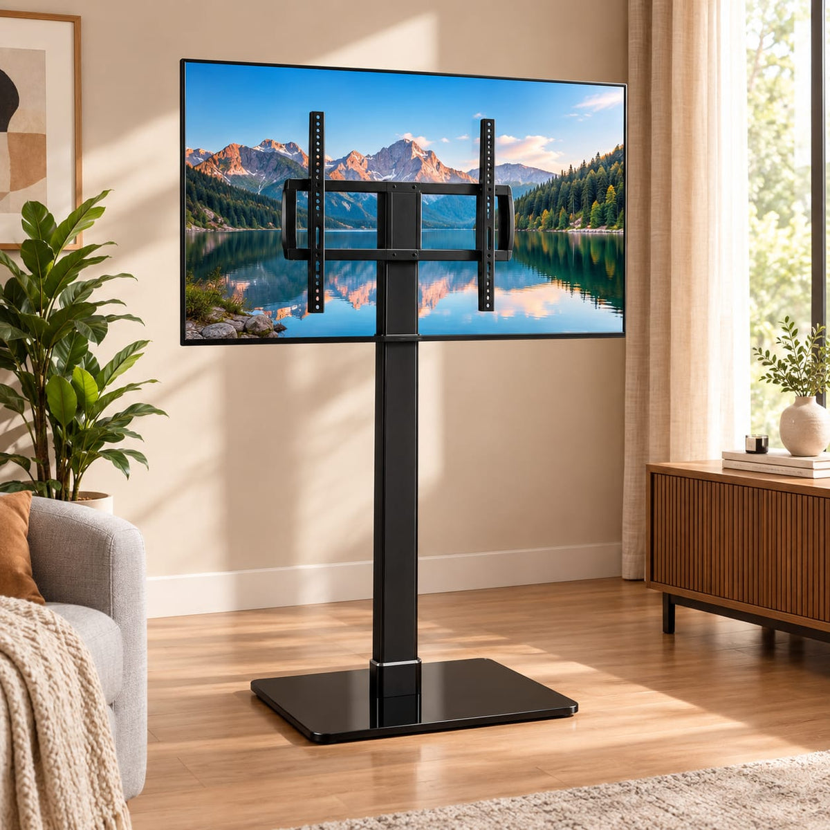 No-Drill TV Mounts: How Floor TV Stands Save Your Walls and Space