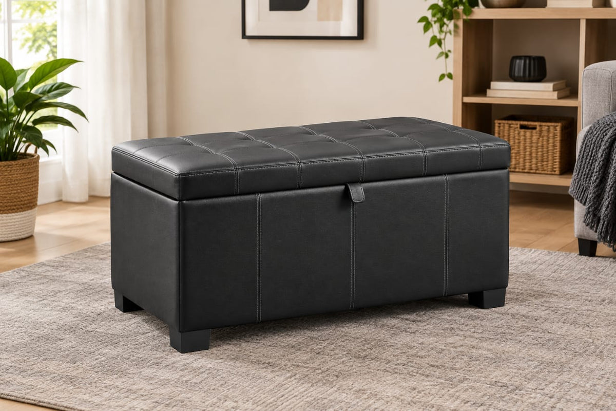 Leather Storage Ottoman Bench Review: Smart 2-in-1 Seating and Hidden Storage Solution