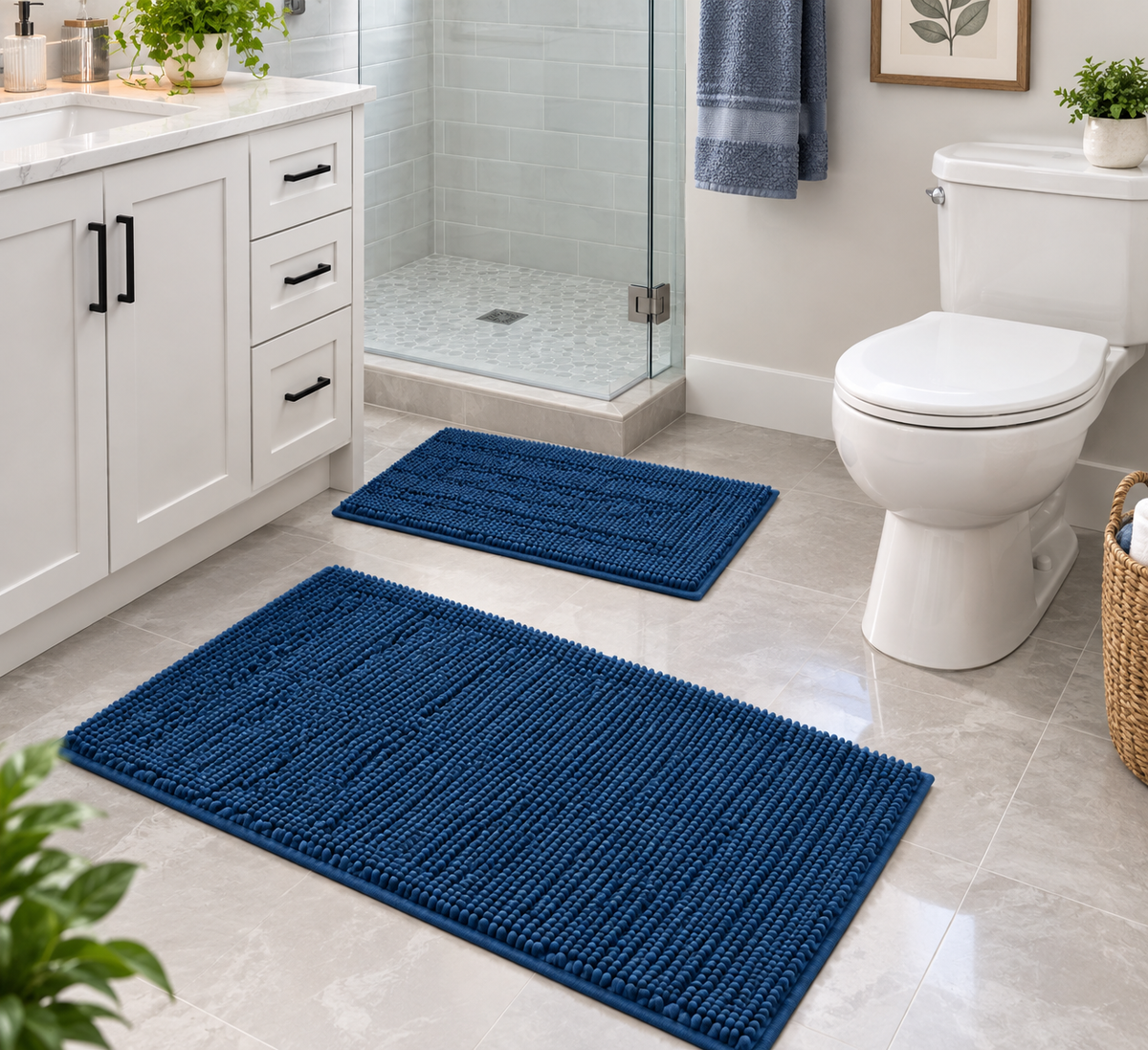 H.VERSAILTEX 2-Piece Chenille Bathroom Rug Set Review: Softness, Absorbency &amp; Anti-Slip Safety