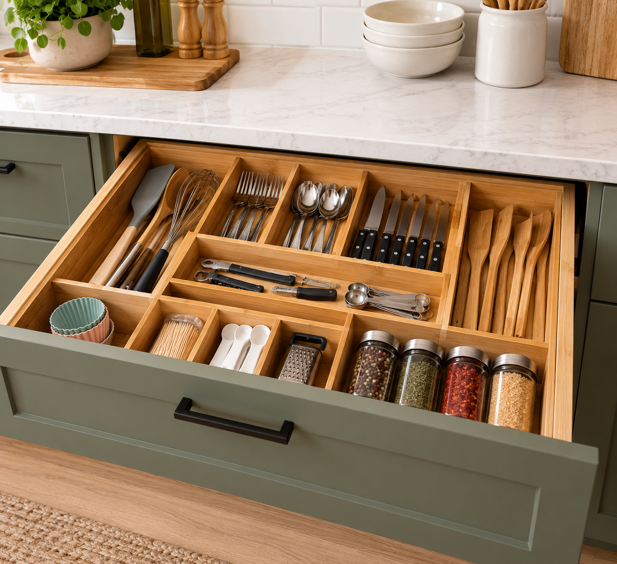 KitchenEdge Expandable Bamboo Drawer Organizer Review: Transform a Messy Kitchen