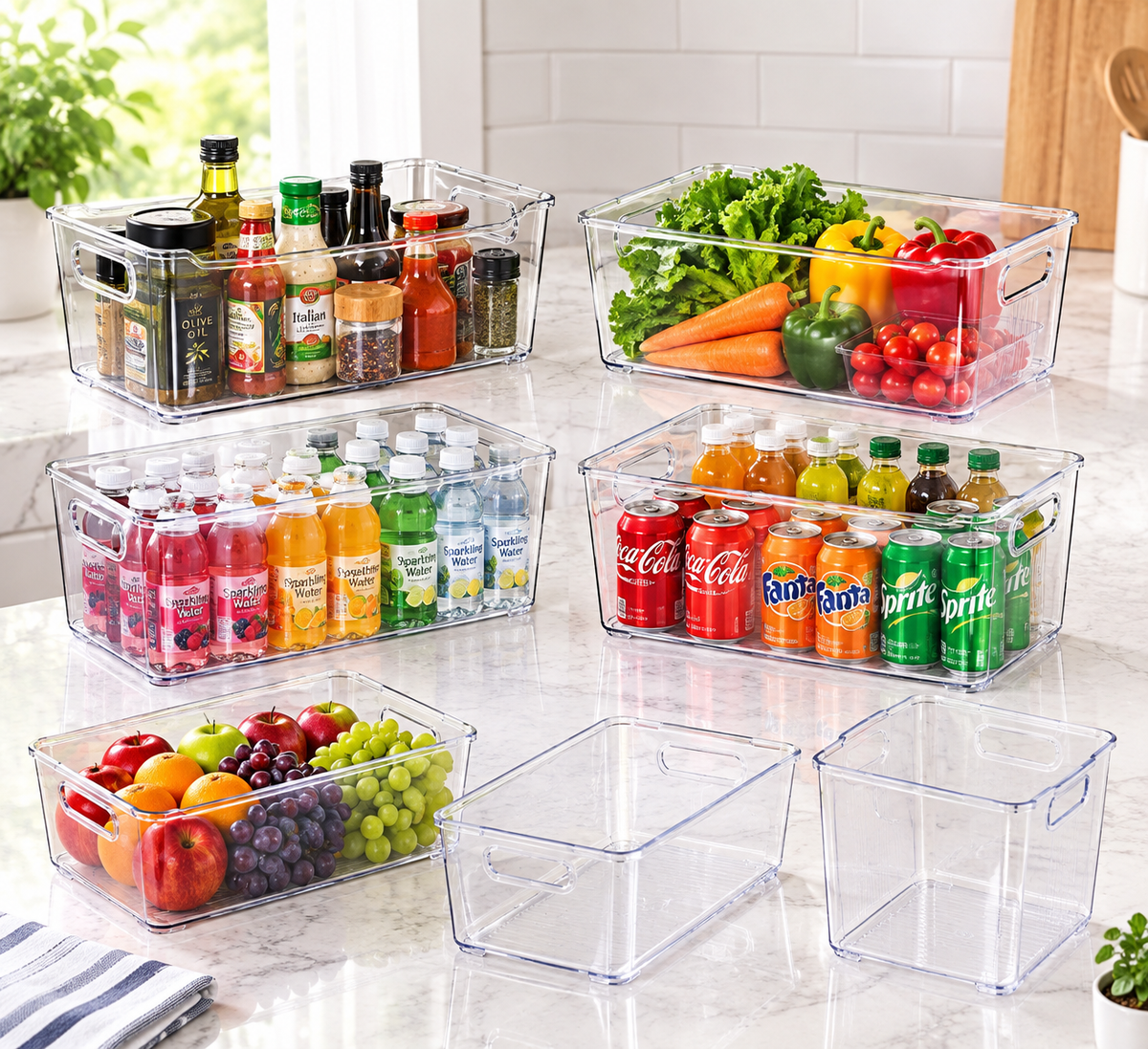 SKTEET 8-Piece Clear Plastic Storage Bins Review: A Practical Pantry and Fridge Home Edit