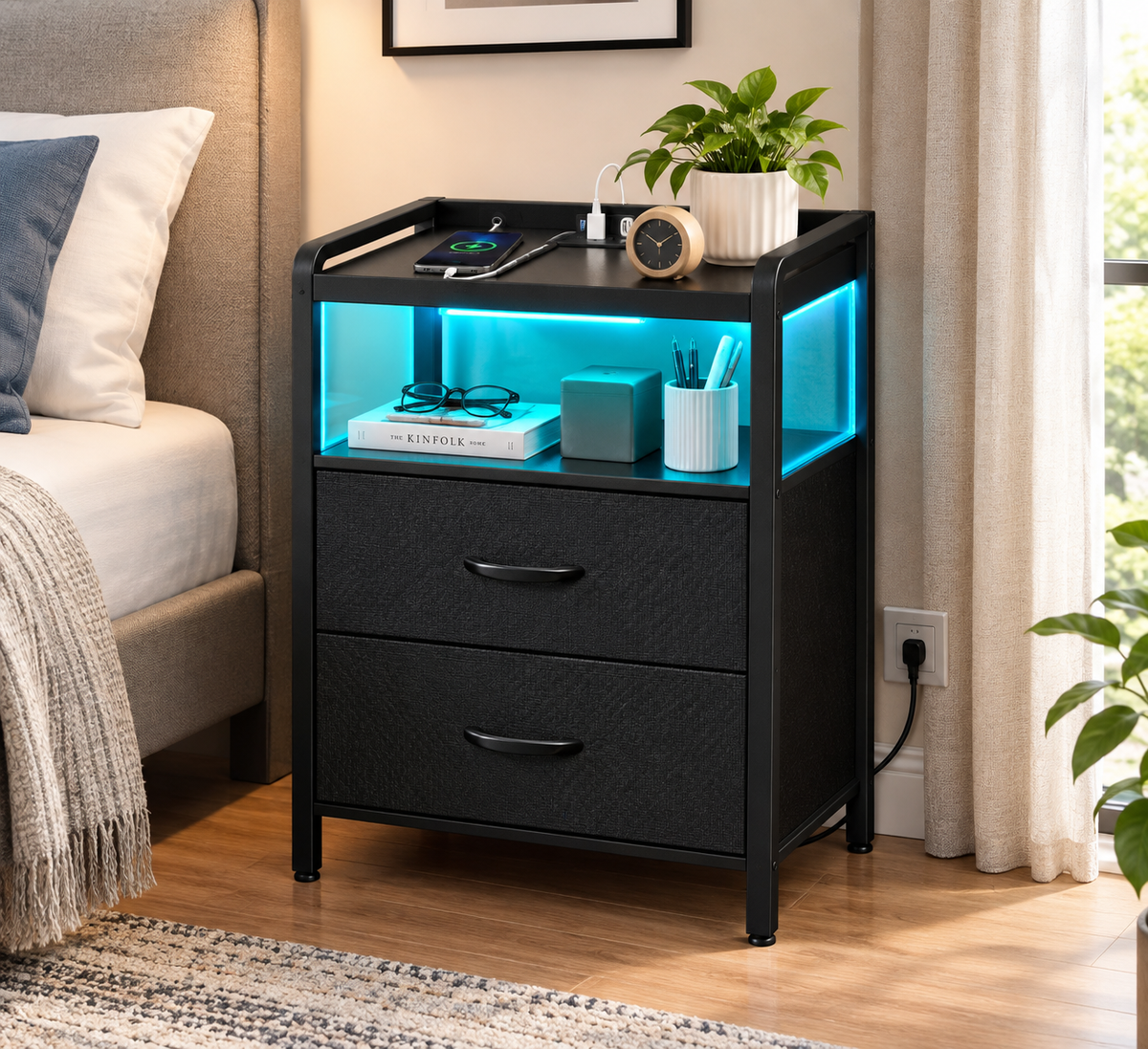 Lazzanto LED Nightstand with Charging Station Review: Modern Bedside Convenience