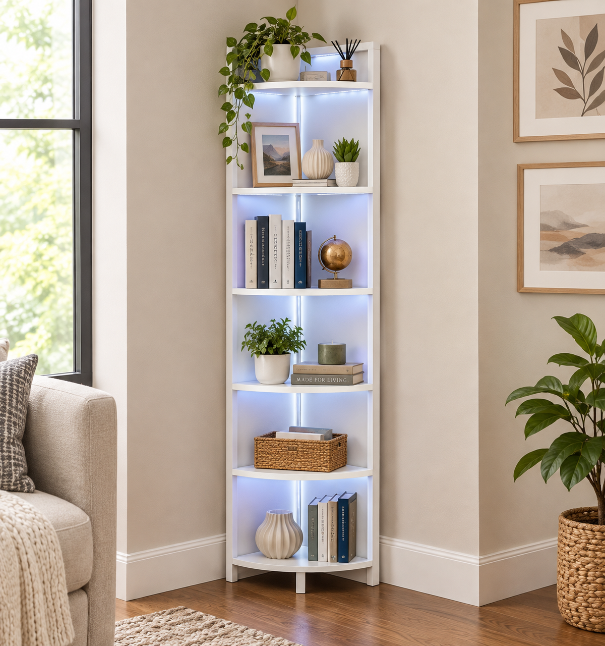 Furnulem 6-Tier Corner Shelf with LED Light Review: Modern &amp; Space-Saving Solution