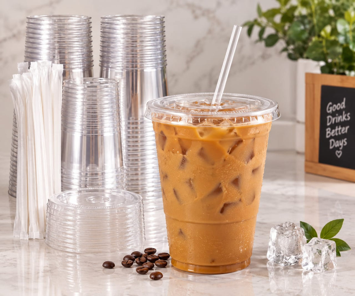 Dealusy 16 oz Clear Plastic Cups 100-Pack Review: Convenient &amp; Sturdy Iced Coffee Cups with Lids &amp; Straws
