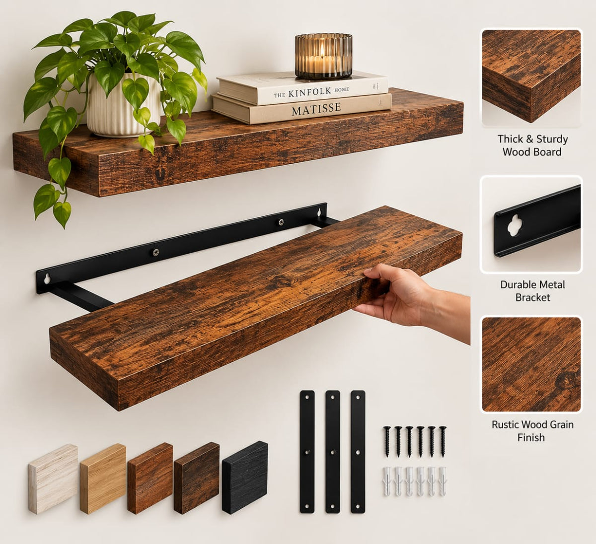 BAYKA Rustic Floating Wall Shelves Review: Easy Installation &amp; Heavy-Duty Wall Storage