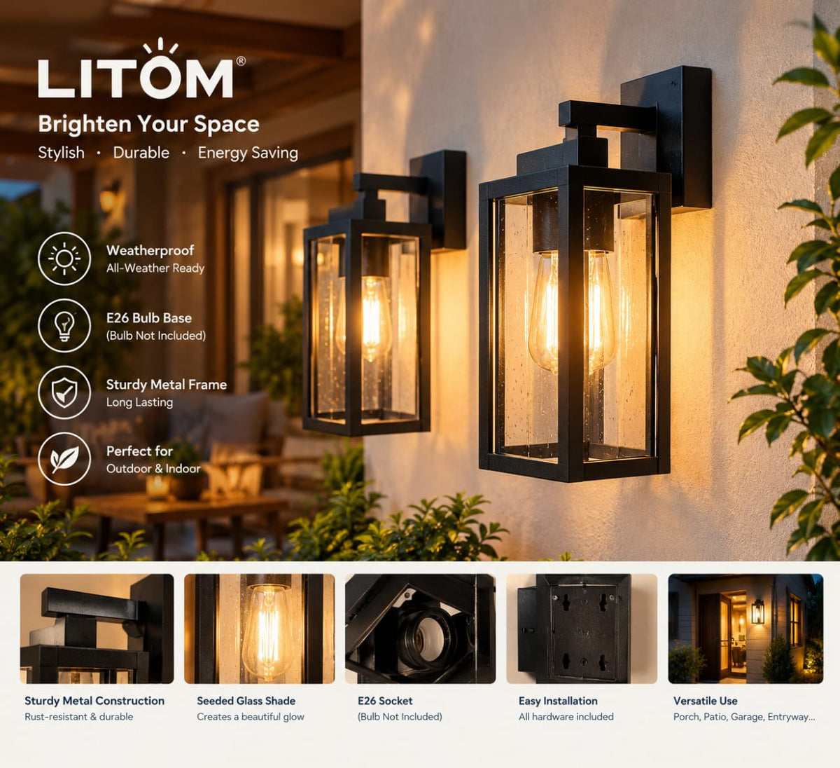 LITOM Outdoor Wall Sconce Review: Weatherproof Modern Lantern for Porch and Patio
