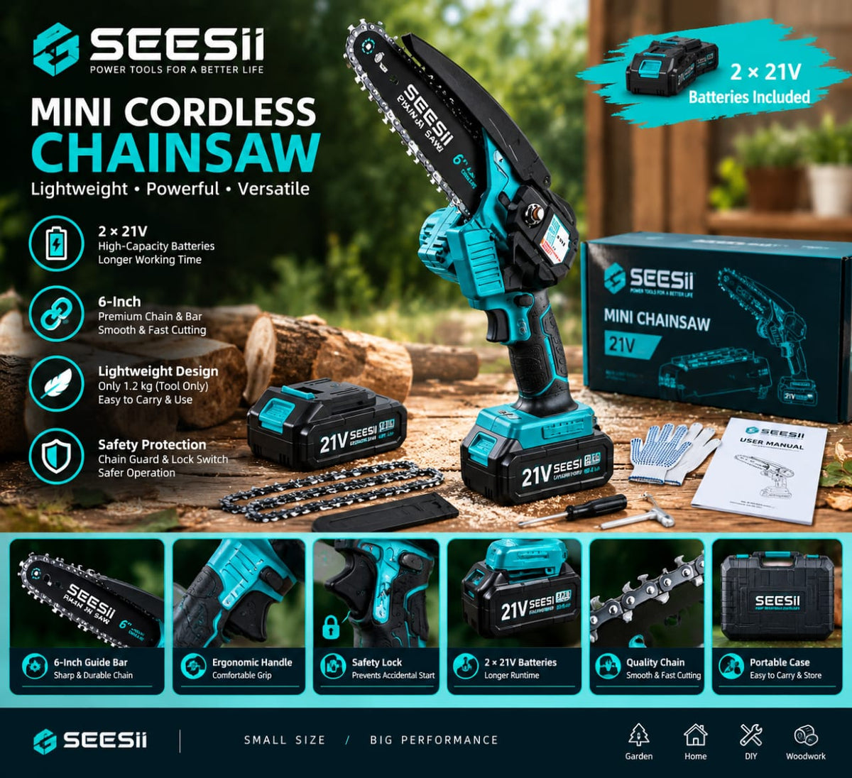 SEESII 6-Inch Mini Cordless Chainsaw Review: A Lightweight Tool for Pruning and Small Woodcutting Jobs