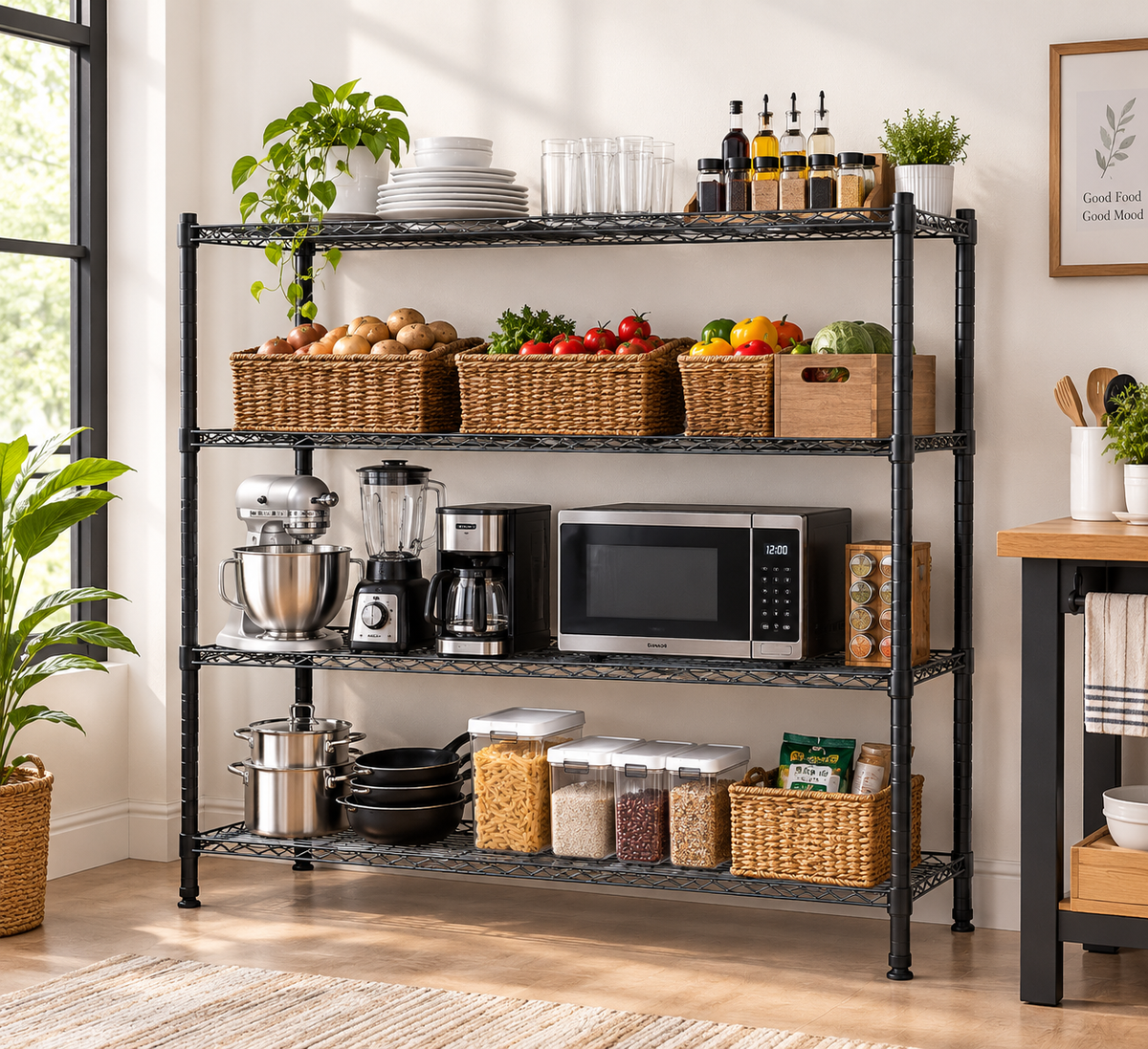 IZEUK 4-Tier Heavy-Duty Wire Shelving Review: 1200 LBS Capacity for Kitchen and Pantry Storage