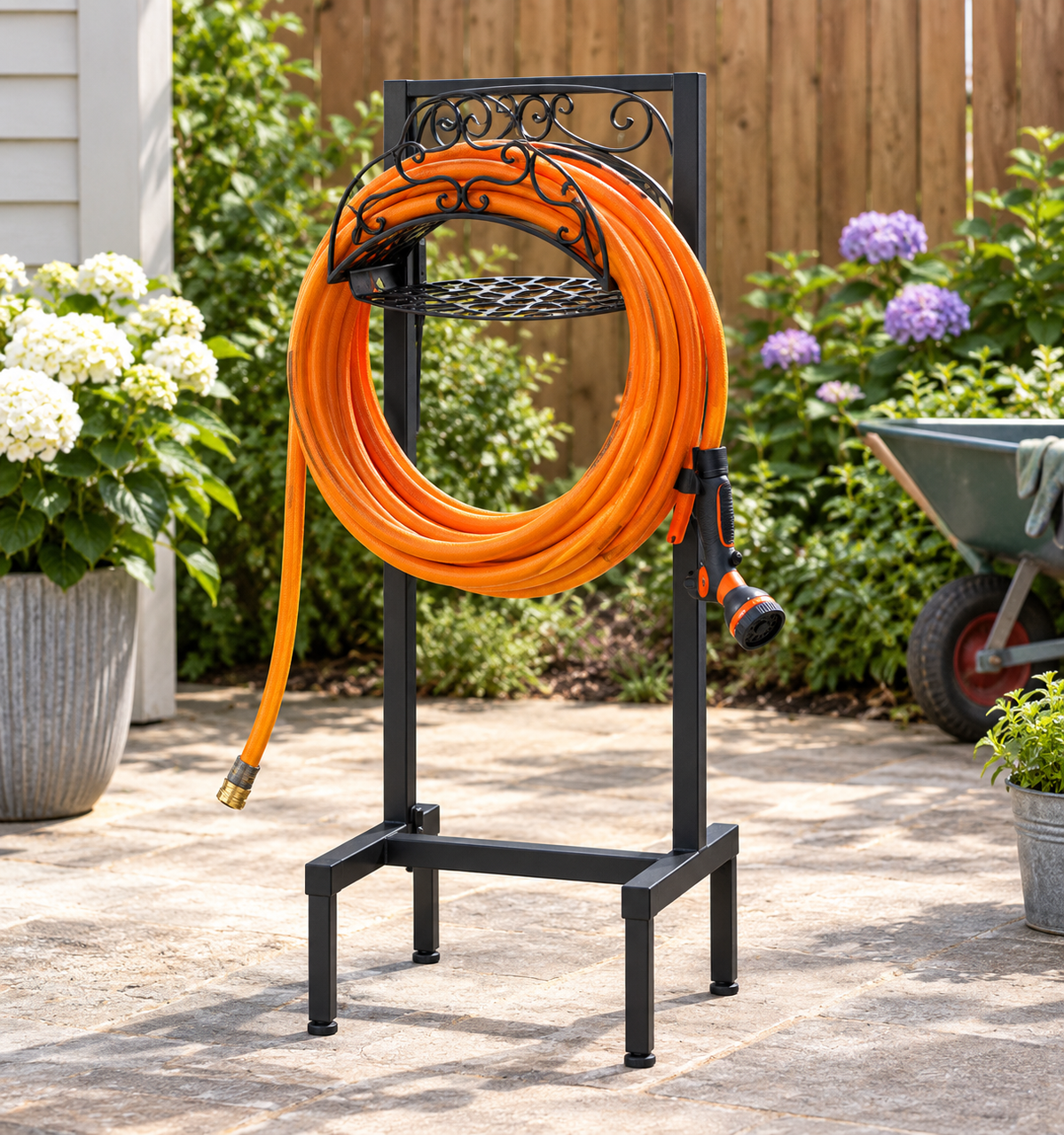 Gayuteay Garden Hose Holder Stand Review: Heavy-Duty Metal Hose Storage with Basket