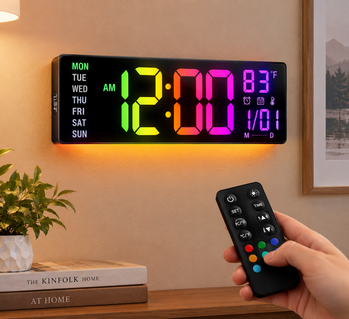 JALL Large Digital Wall Clock Review: Color LED Display with Remote Control